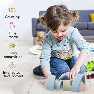 Macabaka Silicone Rainbow Stacking Toy for Learning Fun