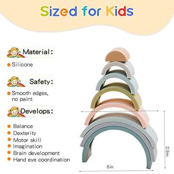 Macabaka Silicone Rainbow Stacking Toy for Learning Fun