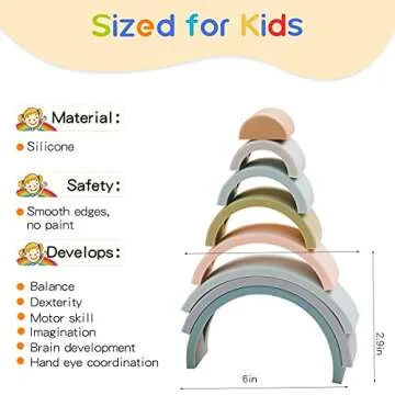Macabaka Silicone Rainbow Stacking Toy for Learning Fun