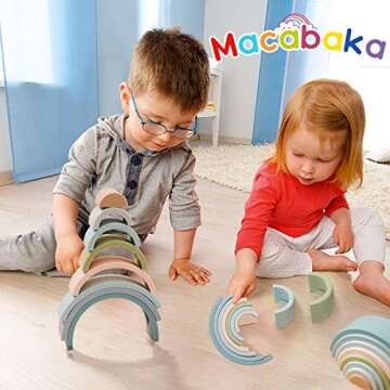 Macabaka Silicone Rainbow Stacking Toy for Learning Fun