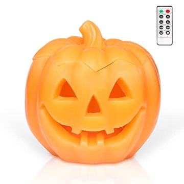 Halloween Smile Lighted Pumpkin with 10-Key Remote Control for Festive Decor