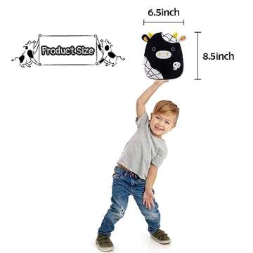 Cow Stuffed Animals Plush Pillow Toys, 8.5” Kawaii Plushie Cow Pillow Black Cow Plushie, 3D Cute Cow Plushie Soft Stuffed Cow Toy for Christmas, Halloween, Birthday, Kids Gifts, Home Car Decoration