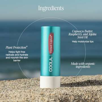 COOLA Organic Liplux Tinted Lip Balm and Sunscreen with SPF 30, Dermatologist Tested Lip Care for Daily Protection, Vegan and Gluten Free, 0.15 Oz