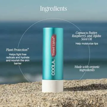 COOLA Organic Liplux Tinted Lip Balm and Sunscreen with SPF 30, Dermatologist Tested Lip Care for Daily Protection, Vegan and Gluten Free, 0.15 Oz