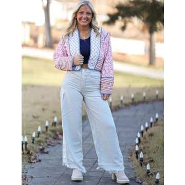 Women's Vintage Floral Quilted Puffer Jacket Reversible Boho