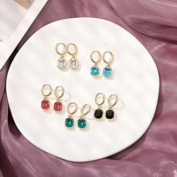 Birthstone Crystal Dangle Drop Earrings for Women