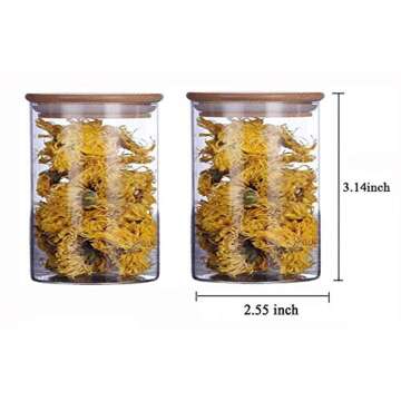 2 Piece Clear Glass Canister Food Storage Jar With Airtight Wood Lids Air Tight Storage Containers f...