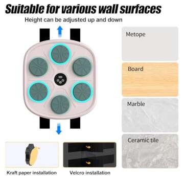 BOLUPO 2024 Upgrade Intelligent Music Boxing Machine, Electronic Boxing Trainer with Gloves, Music Workout Machine with Smart Display Screen Punching Machine for Adults. (Pink)