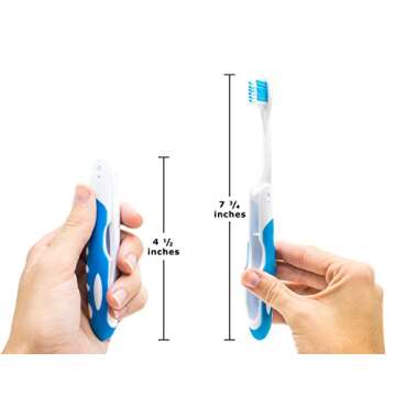 Lingito Travel Toothbrush, Folding with Built in Cover, Hiking, Camping, Emergency, Packable, collapsable, Foldable, Pocket Medium Bristle Brushes (2 Pack) (Blue-Green)