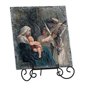 Madonna and Child Tile Plaque with Stand, Divine Gift 10 Inch