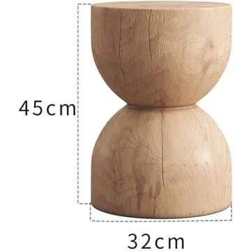 ELODEK Nordic Log Pier Sofa Side Table for Living Room