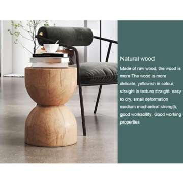 ELODEK Nordic Log Pier Sofa Side Table for Living Room