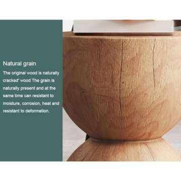 ELODEK Nordic Log Pier Sofa Side Table for Living Room