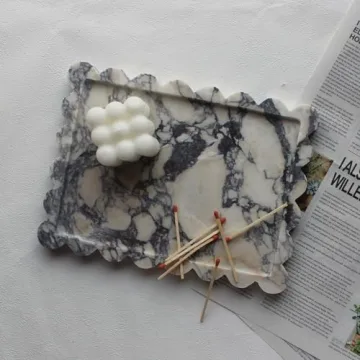 Elegant Calacatta Viola Marble Tray for Home Decor