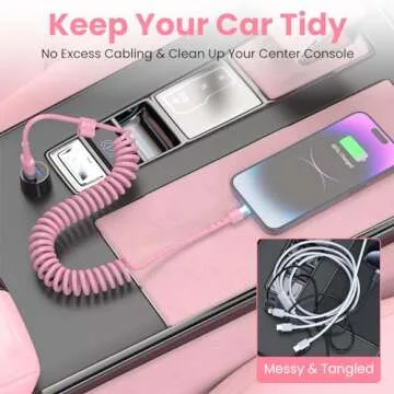 Coiled Pink iPhone Charger - Fast Charging & Cute Design