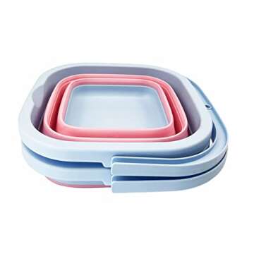 SAMMART Collapsible Rectangular Cleaning Bucket 5L - Foldable & Portable for Outdoors