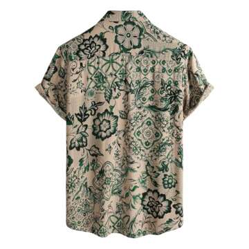 JOTOOK Mens Hawaiian Shirt Tropical Short Sleeve Button Down Beach Shirt