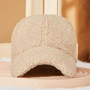 FASHIXD Women Winter Baseball Cap Lamb Wool Hat Warm Baseball Hat Adjustable for Outdoor Travel Khak...