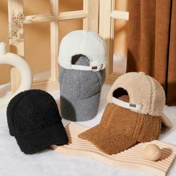 FASHIXD Women Winter Baseball Cap Lamb Wool Adjustable