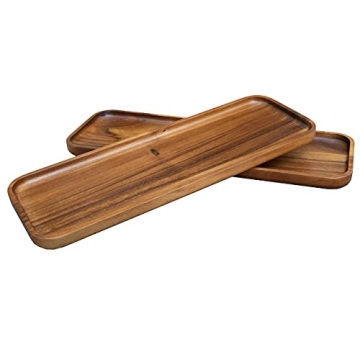 Thirteen Chefs Villa Acacia Wood Serving Tray w/Lip - 8" x 4" x 0.75" Wooden Boards for Food, Dinner...