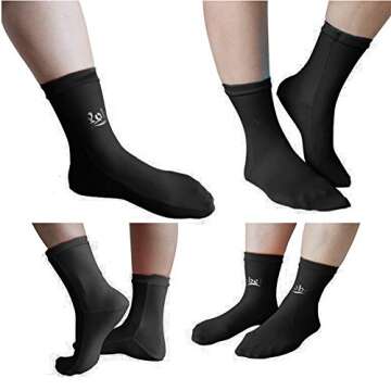 Janedream Water Sports Swimming Dive Socks Neoprene Diving Swimming Fin Boot Socks, Black
