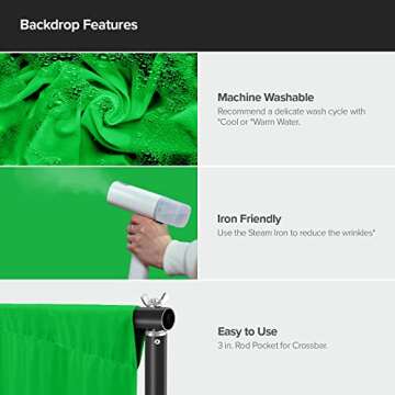 LimoStudio 9x15 Feet Green Chromakey Backdrop with Clamps