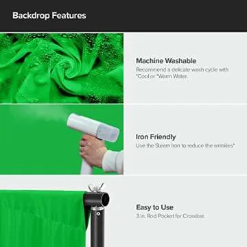 LimoStudio 9x15 Feet Green Chromakey Backdrop with Clamps