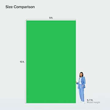 LimoStudio 9x15 Feet Green Chromakey Backdrop with Clamps