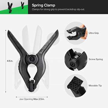 LimoStudio 9x15 Feet Green Chromakey Backdrop with Clamps