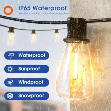 Addlon 100FT Outdoor LED String Lights - Dimmable & Waterproof