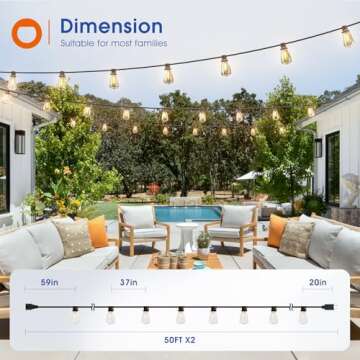 Addlon 100FT Outdoor LED String Lights - Dimmable & Waterproof