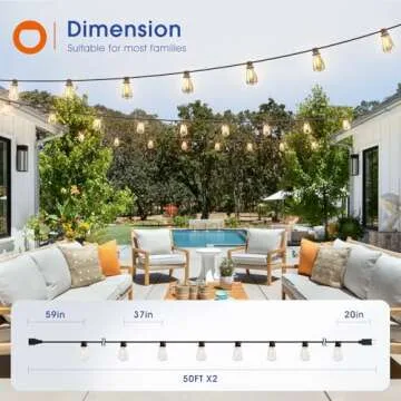 Addlon 100FT Outdoor LED String Lights - Dimmable & Waterproof