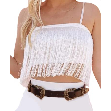 Sparkly Cowgirl Fringe Cami Crop Top - Boho Festival & Party Outfit