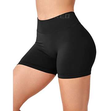 YEOREO Workout Scrunch Shorts Women V Back Gym Butt Lifting Liz High Waisted Seamless Shorts Black S