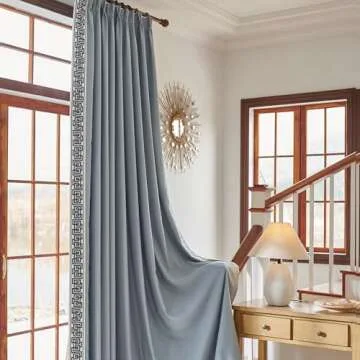 VisionaryHomeDesign Grey Pinch Pleat Linen Room Darkening Curtain Elegant Embroidery Luxury Window Curtain,for Bedroom Living Room Club Theater Patio Door (50‘’W x 108‘’L(Set of 2))