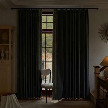 VisionaryHomeDesign Grey Pinch Pleat Linen Room Darkening Curtain Elegant Embroidery Luxury Window Curtain,for Bedroom Living Room Club Theater Patio Door (50‘’W x 108‘’L(Set of 2))