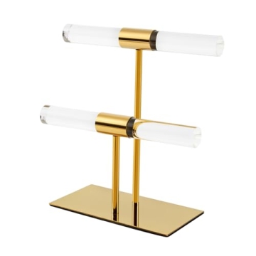 CHANJEYION Acrylic Jewelry Stand - Gold 2-Tier Organizer for Home & Retail Decor