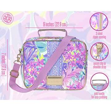 Lilly Pulitzer Insulated Lunch Box for Women, Cute Lunch Cooler Bag with Adjustable/Removable Shoulder Strap, It Was All A Dream