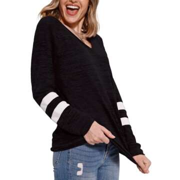 MixShe Womens Tops Fall Fashion 2024 Sweatshirt for Women Sweaters V Neck Long Sleeve Shirts Trendy ...
