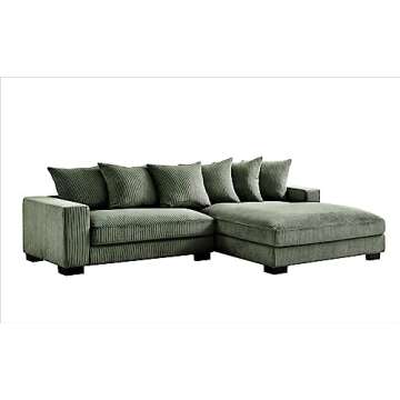 Container Furniture Direct Luxe Oversized Two-Piece Right Facing Sectional Couches for Living Room, ...