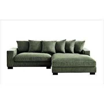Container Furniture Direct Luxe Oversized Two-Piece Right Facing Sectional Couches for Living Room, 102.4-Inch L Shaped Sofa with Chaise, Upholstered with Corduroy Fabric, Dark Green