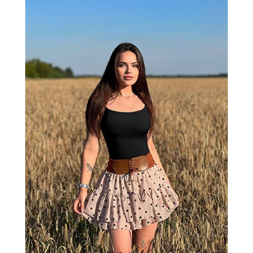 OQQ Women's 3 Piece Bodysuits Sexy Ribbed Sleeveless Adjustable Spaghetti Strips Tops Leotard 2025 Summer Black Blue Beige