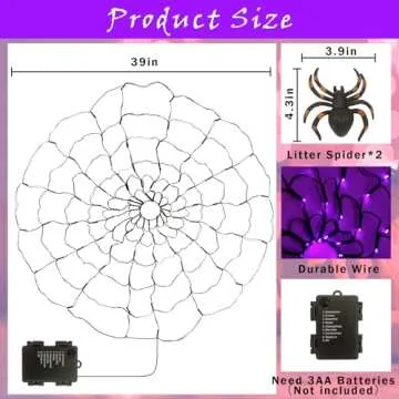 96 LED Spider Web Lights with Timer and Modes for Halloween