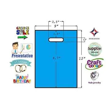 9x12 Glossy Merchandise , Retail Shopping Bags with Handle, Gift Bags, Best Colors-Royal Blue, Pink and Teal. Small Size. Environmentally Responsible 100% Recyclable,150 Pack. Mr.Lordbag