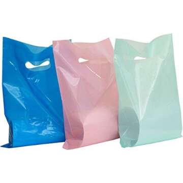9x12 Glossy Merchandise , Retail Shopping Bags with Handle, Gift Bags, Best Colors-Royal Blue, Pink and Teal. Small Size. Environmentally Responsible 100% Recyclable,150 Pack. Mr.Lordbag
