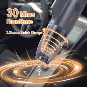 PEGOVO Cordless Vacuum with 10K PA Suction & Pet Brush