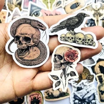 50-Piece Gothic Dark Academia Sticker Pack – Vintage Spooky Medieval, Occult, Supernatural, Witchc...