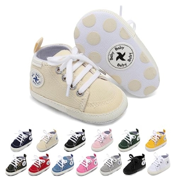 Baby Girls Boys Shoes Soft Anti-Slip Sole Newborn First Walkers Star High Top Canvas Denim Unisex In...