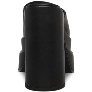 Steve Madden Women's CAGEY Heeled Sandal, Black Leather, 7.5