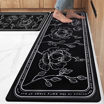 ROTTOGOON Kitchen Floor Mat Set of 2, Cushioned Anti Fatigue Kitchen Mat 17"x47"+17"x29", Non-Slip W...